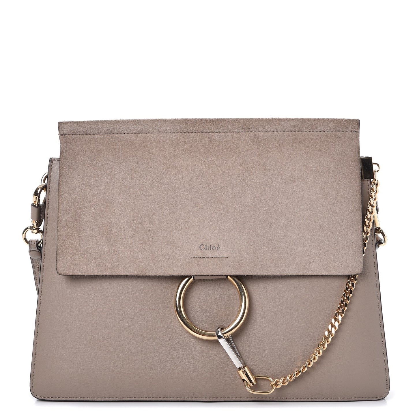 Calfskin Suede Medium Faye Shoulder Bag Motty Grey