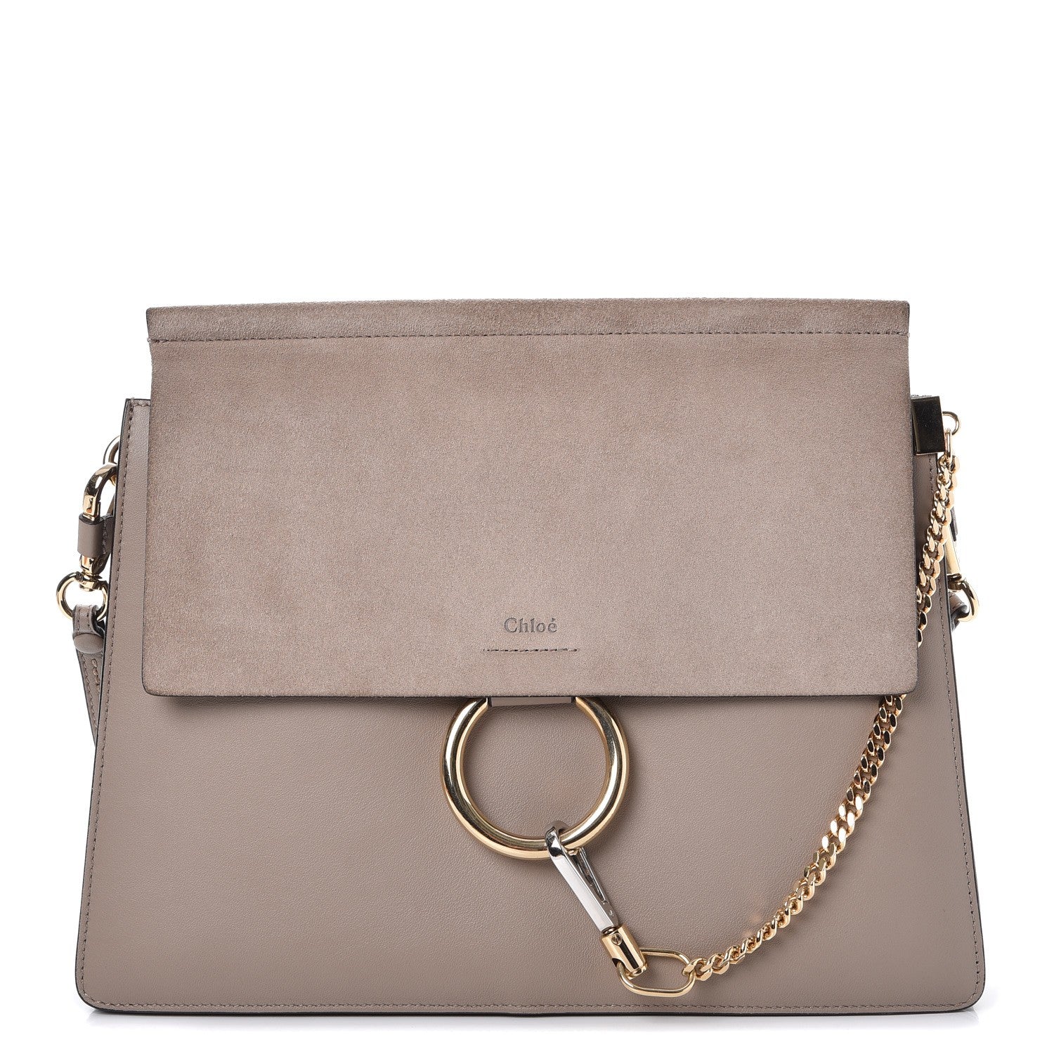Chloe Calfskin Suede Medium Faye Shoulder Bag Motty Grey 1 of 7
