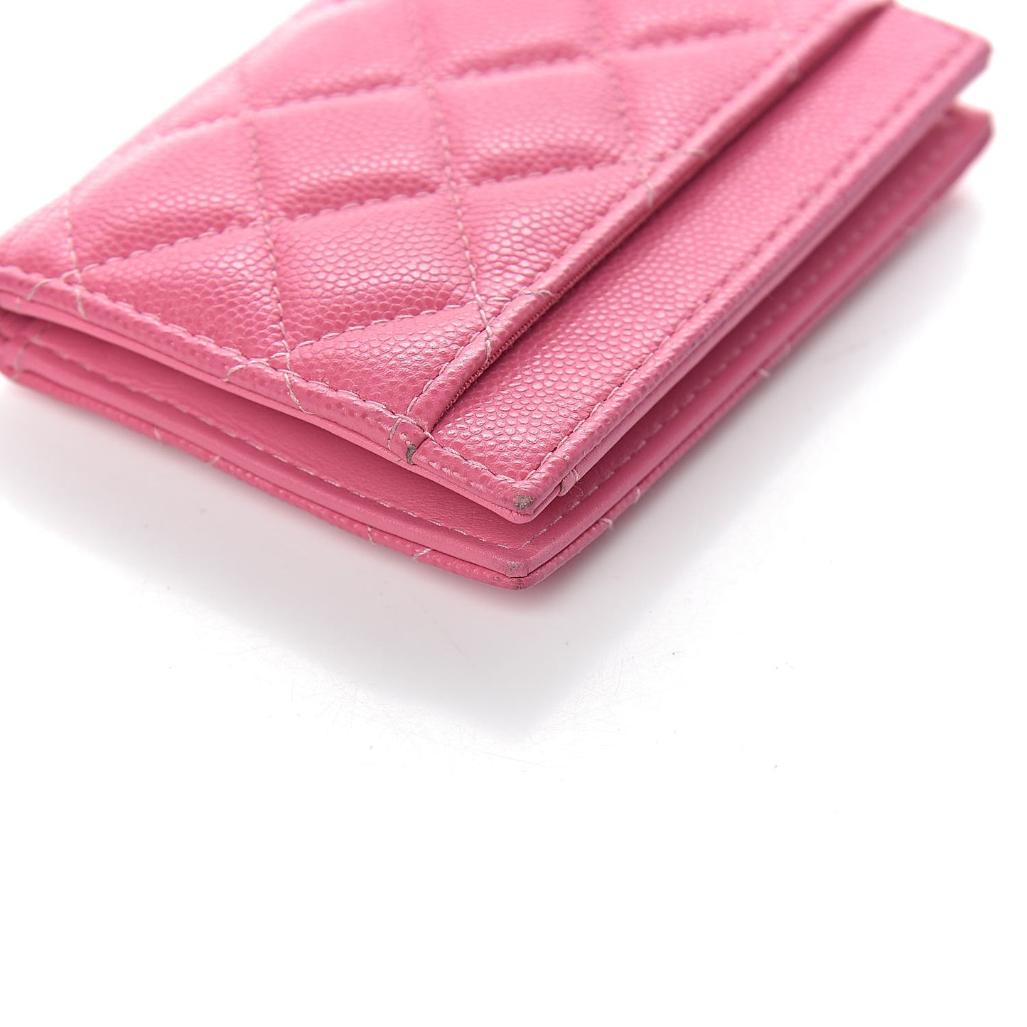 Caviar Quilted Card Holder Wallet Pink
