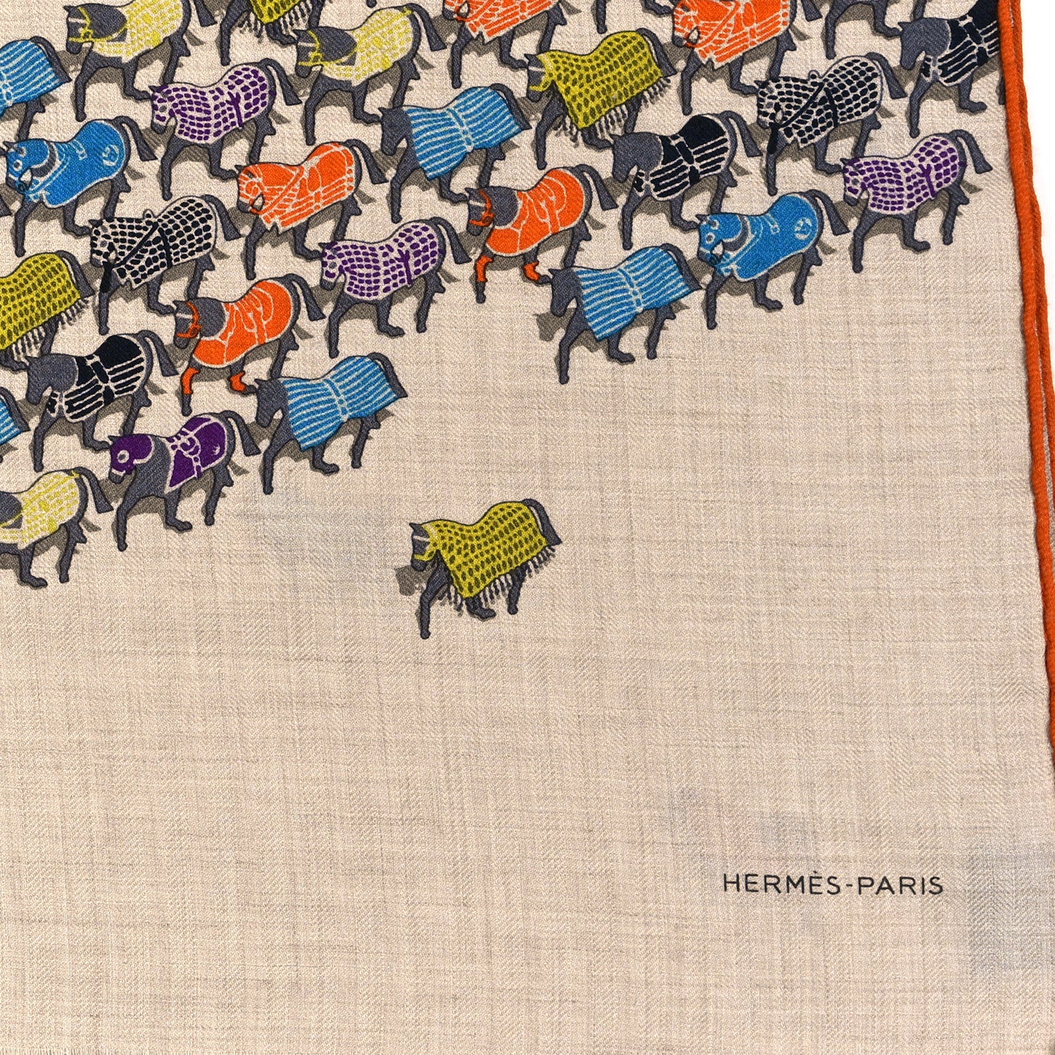 Hermes Cashmere Silk The Parage Rectangle Natural Yellow Violet 3 of 5