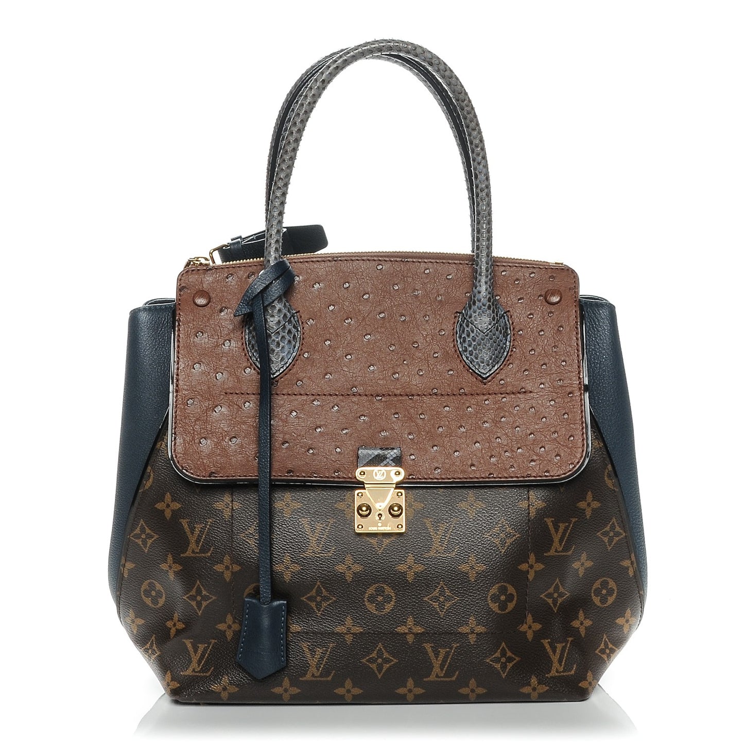 Ostrich Python Majestueux Tote MM Blue