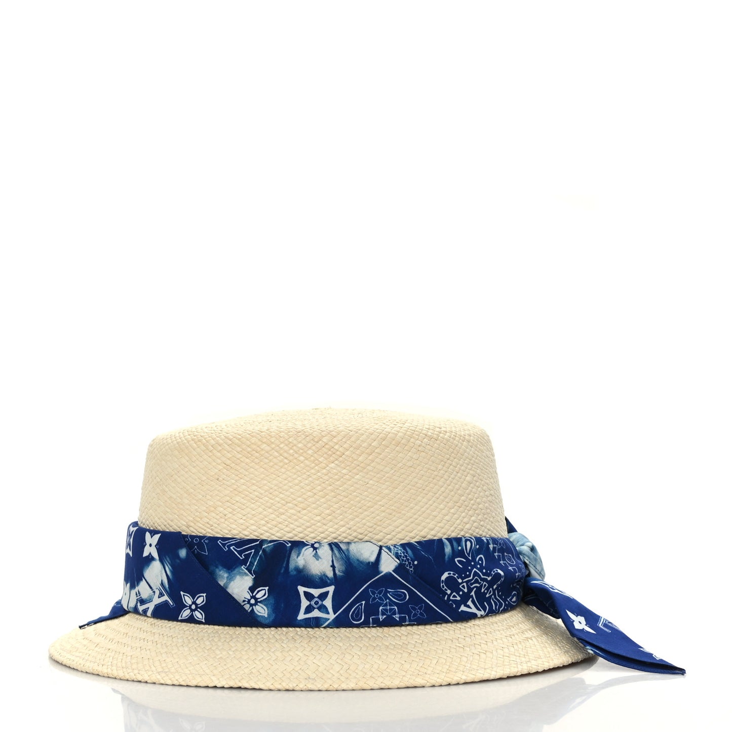 Straw Monogram Bandana Hat S Blue