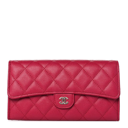 Chanel Caviar Quilted Long Flap Wallet Dark Pink 1 of 11
