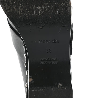 Hermes Calfskin Calya Mules 36 Black 6 of 10