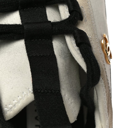 Chanel Fabric Calfskin Suede CC Sneakers 41 Ivory Black 11 of 15