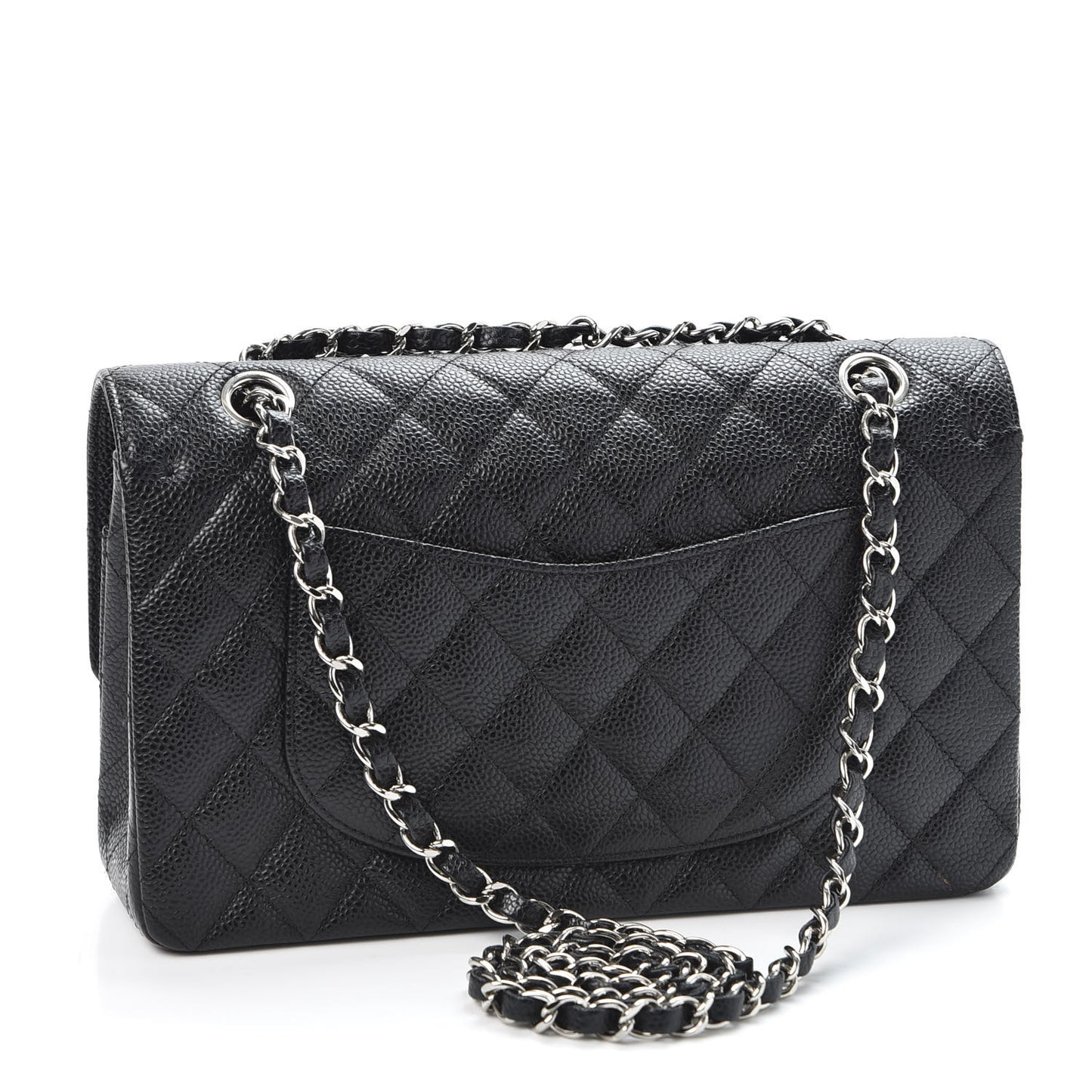 Caviar Quilted Medium Double Flap Black