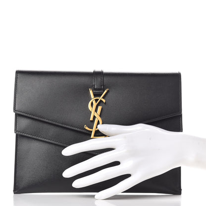 Saint Laurent Smooth Calfskin Monogram Sulpice Clutch Black 2 of 7