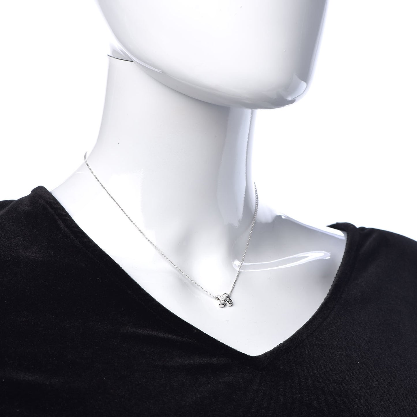 18K White Gold Diamond 9mm X Pendant Necklace