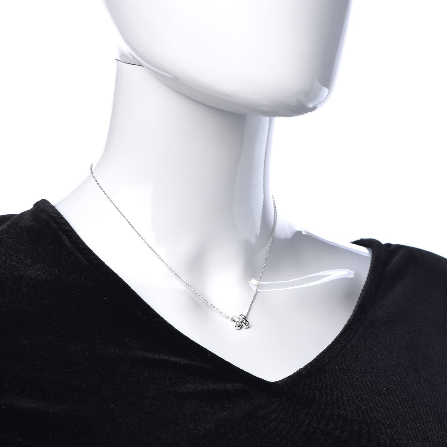 Tiffany 18K White Gold Diamond 9mm X Pendant Necklace 2 of 6