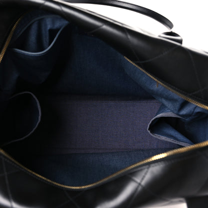 Chanel Calfskin Stitched Maxi Logo Bowling Bag Black 5 of 9
