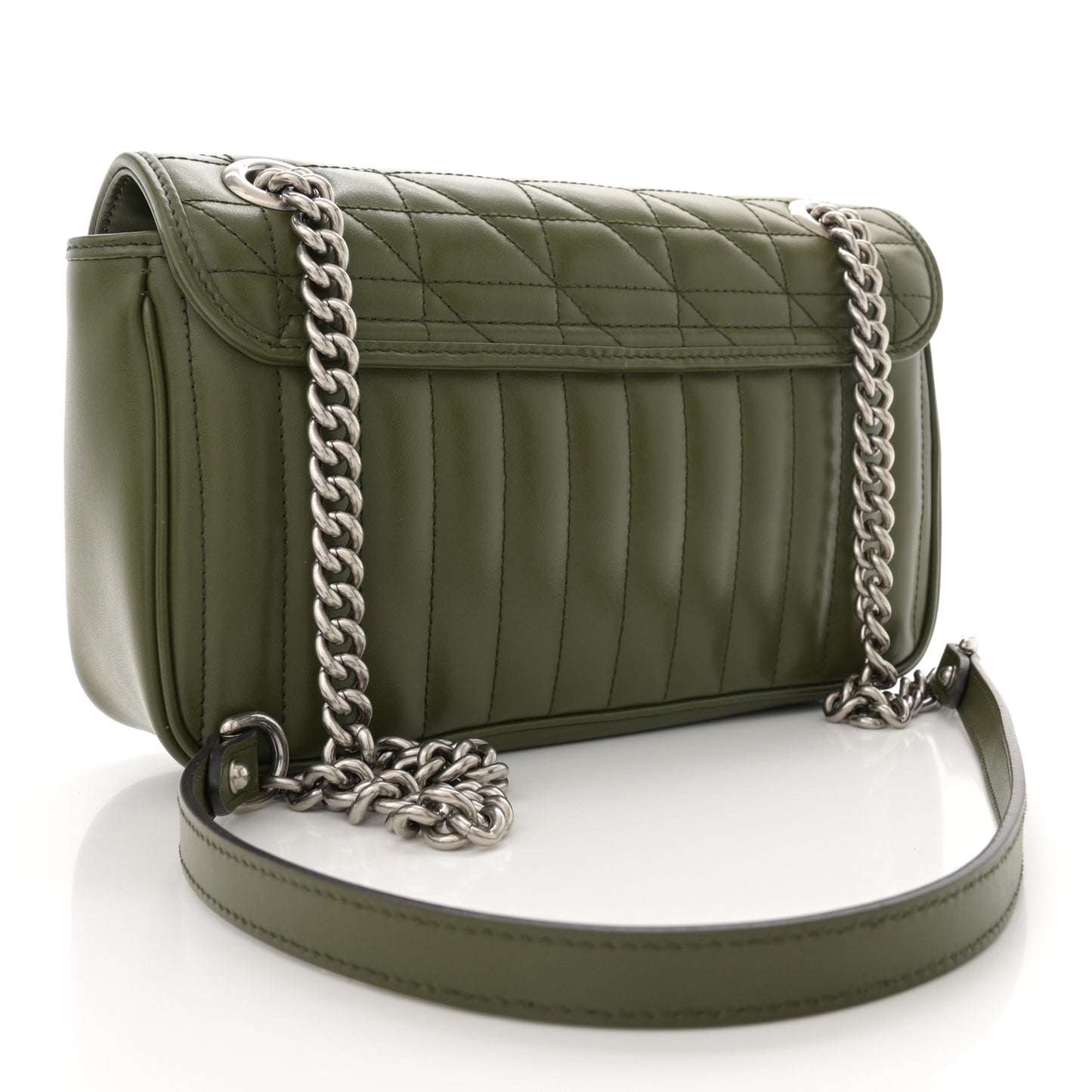 Calfskin Matelasse Aria Small GG Marmont Shoulder Bag Military Wood