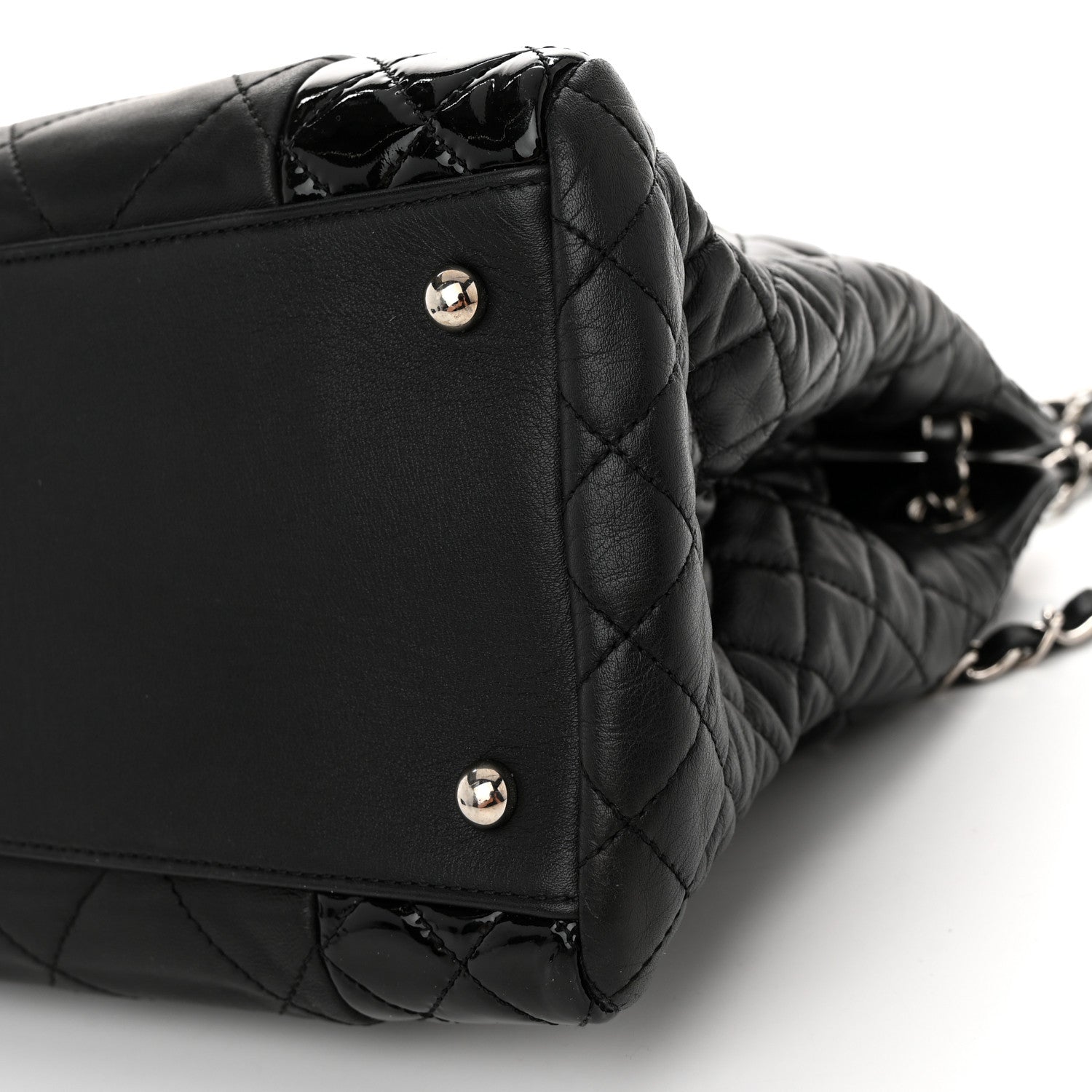Chanel Lambskin Patent Quilted CC Shopping Tote Black 11 of 11
