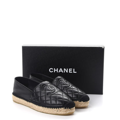 Chanel Lambskin Quilted CC Espadrilles 38 Black 12 of 12