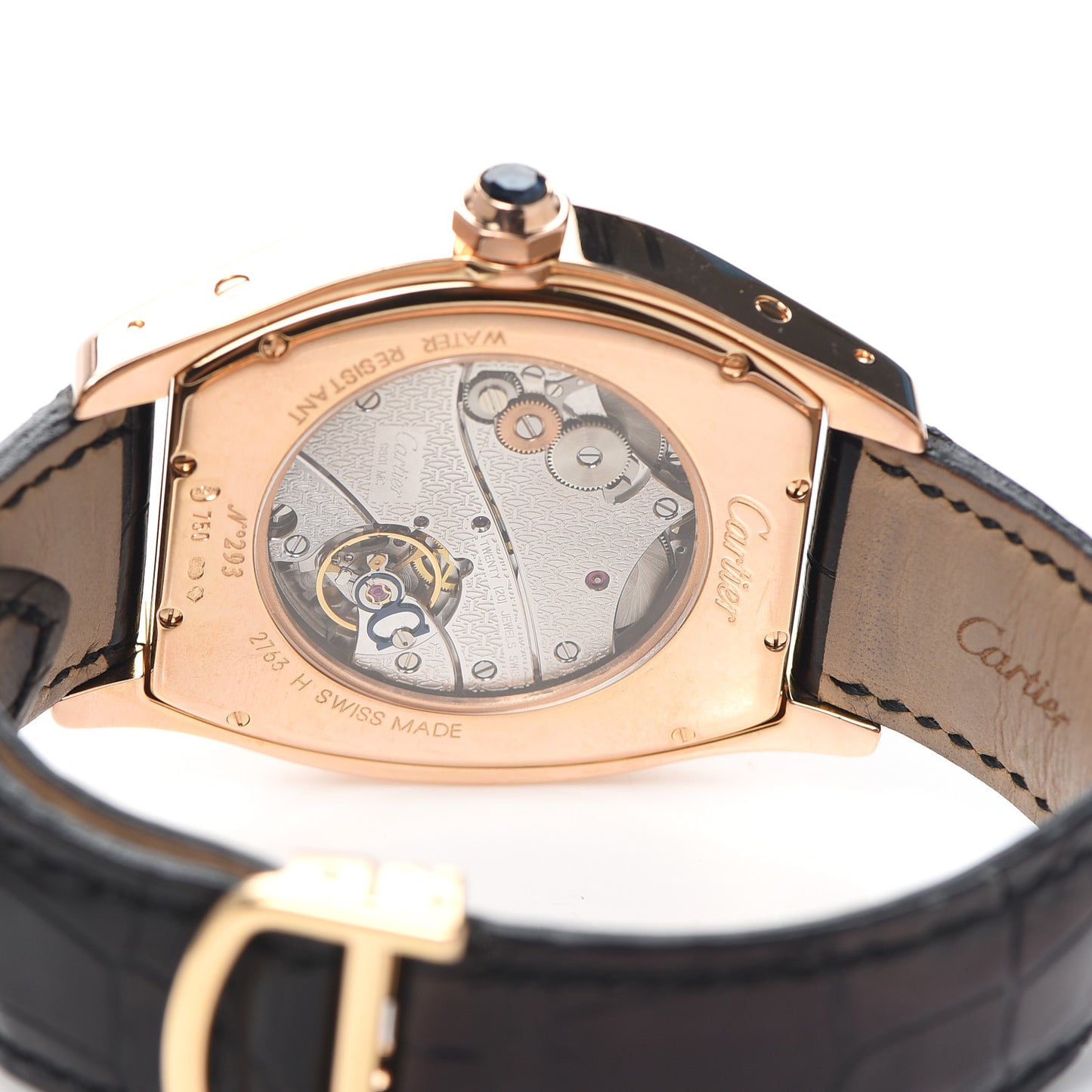 18K Pink Gold Alligator 38mm Tortue Manual Winding Watch