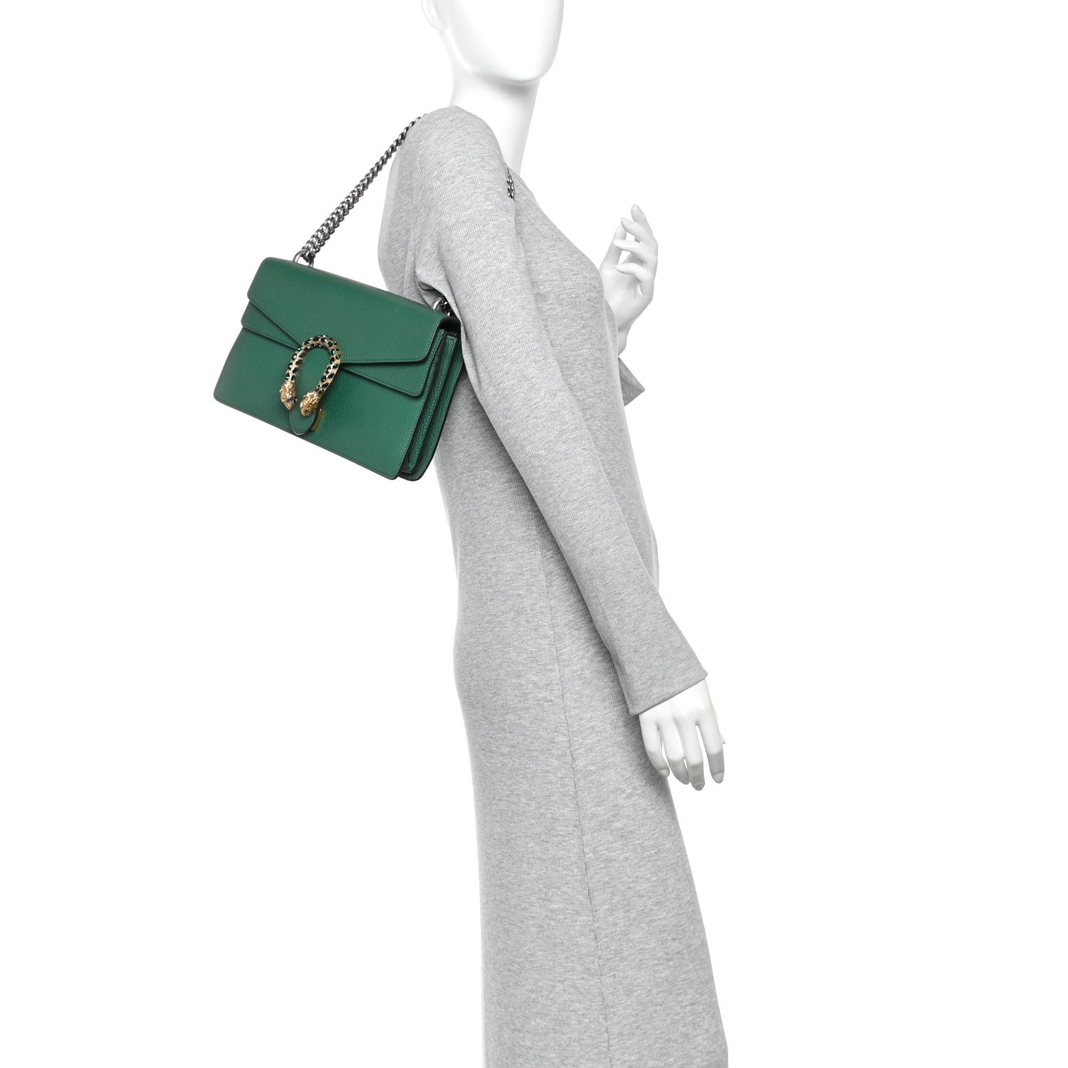 Gucci Pebbled Calfskin Small Dionysus Shoulder Bag Emerald 2 of 10