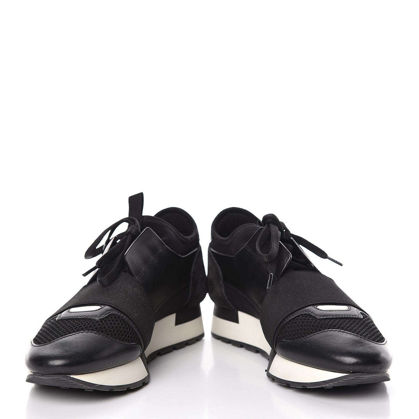 Mesh Calfskin Neoprene Suede Womens Race Runner Sneakers 37 Black
