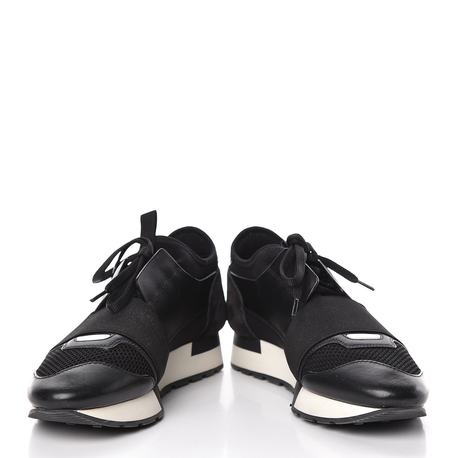 Balenciaga Mesh Calfskin Neoprene Suede Womens Race Runner Sneakers 37 Black 5 of 10