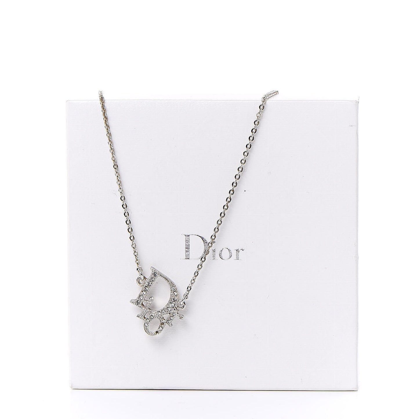 Crystal Logo Necklace Silver