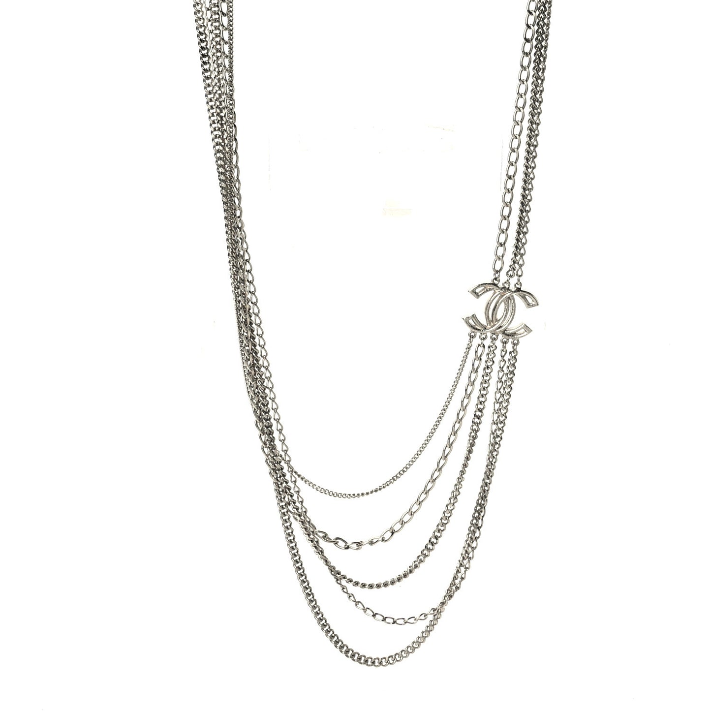 Crystal CC Multi Strand Long Chain Necklace Gold
