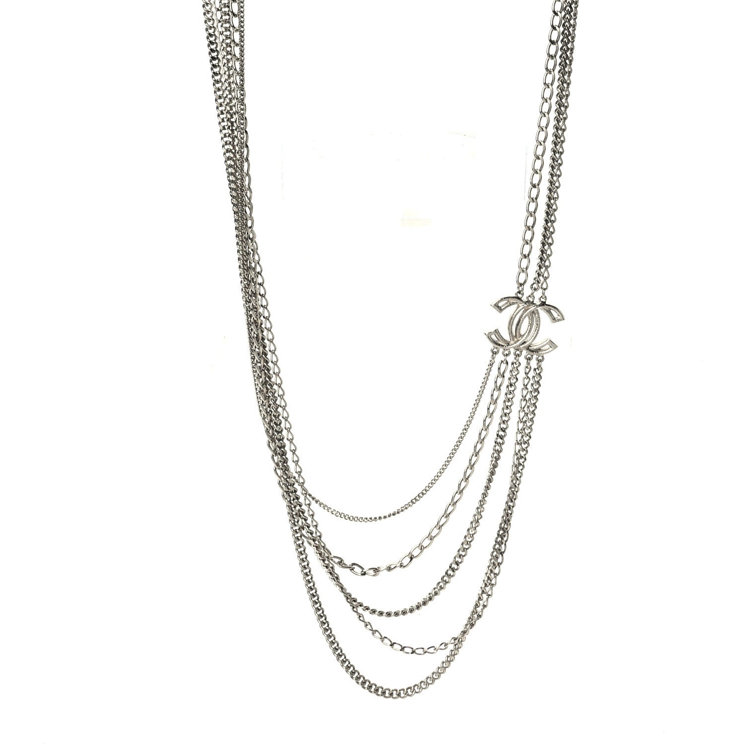 Chanel Crystal CC Multi Strand Long Chain Necklace Gold 1 of 6
