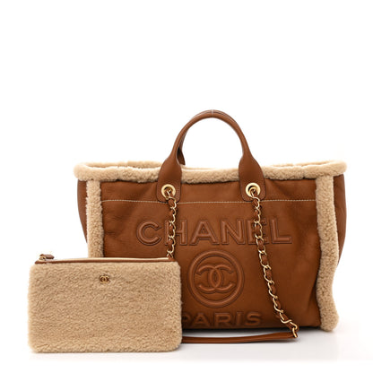 Chanel Lambskin Shearling Medium Deauville Tote Brown 3 of 12