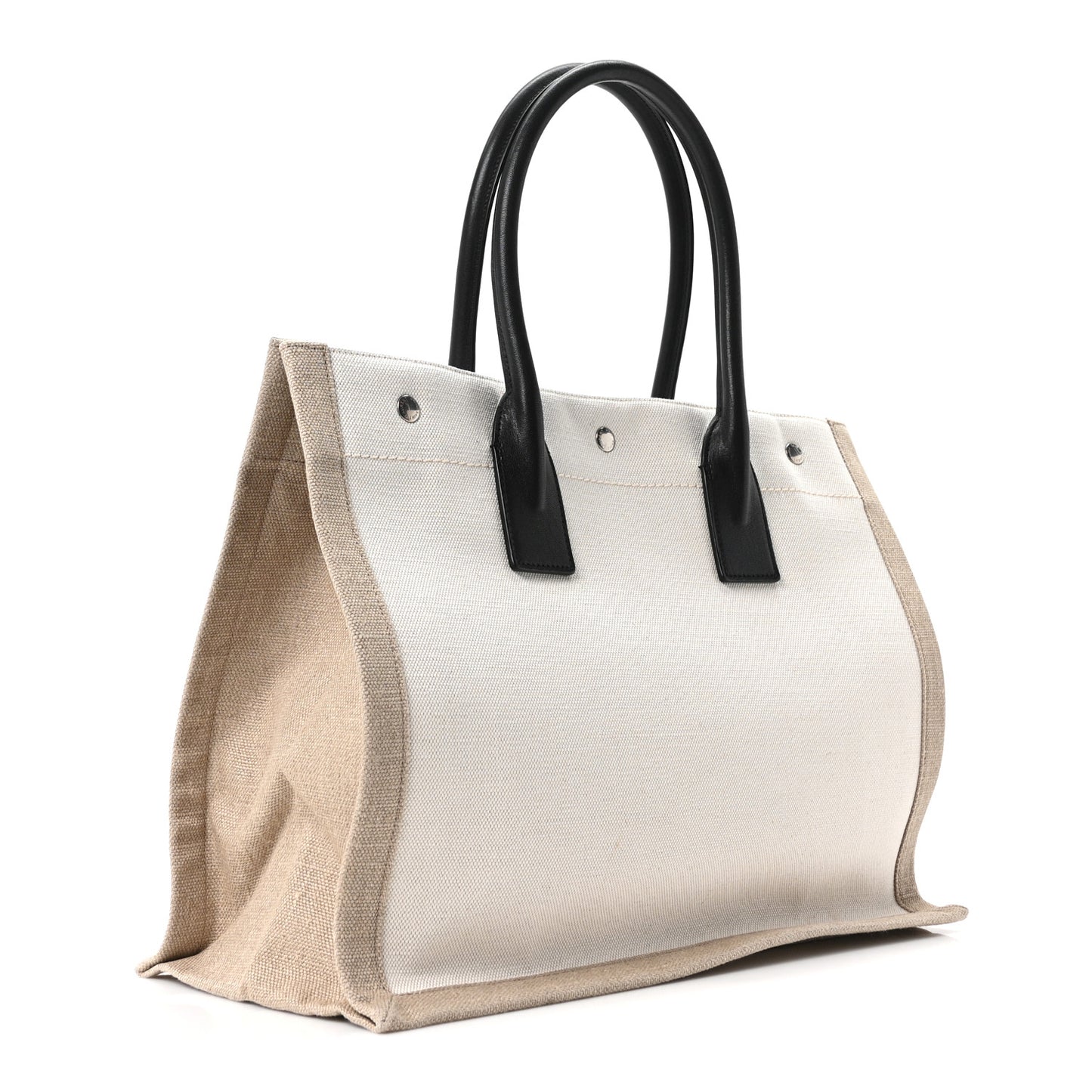 Linen Calfskin Small Rive Gauche Tote Greggio Natural