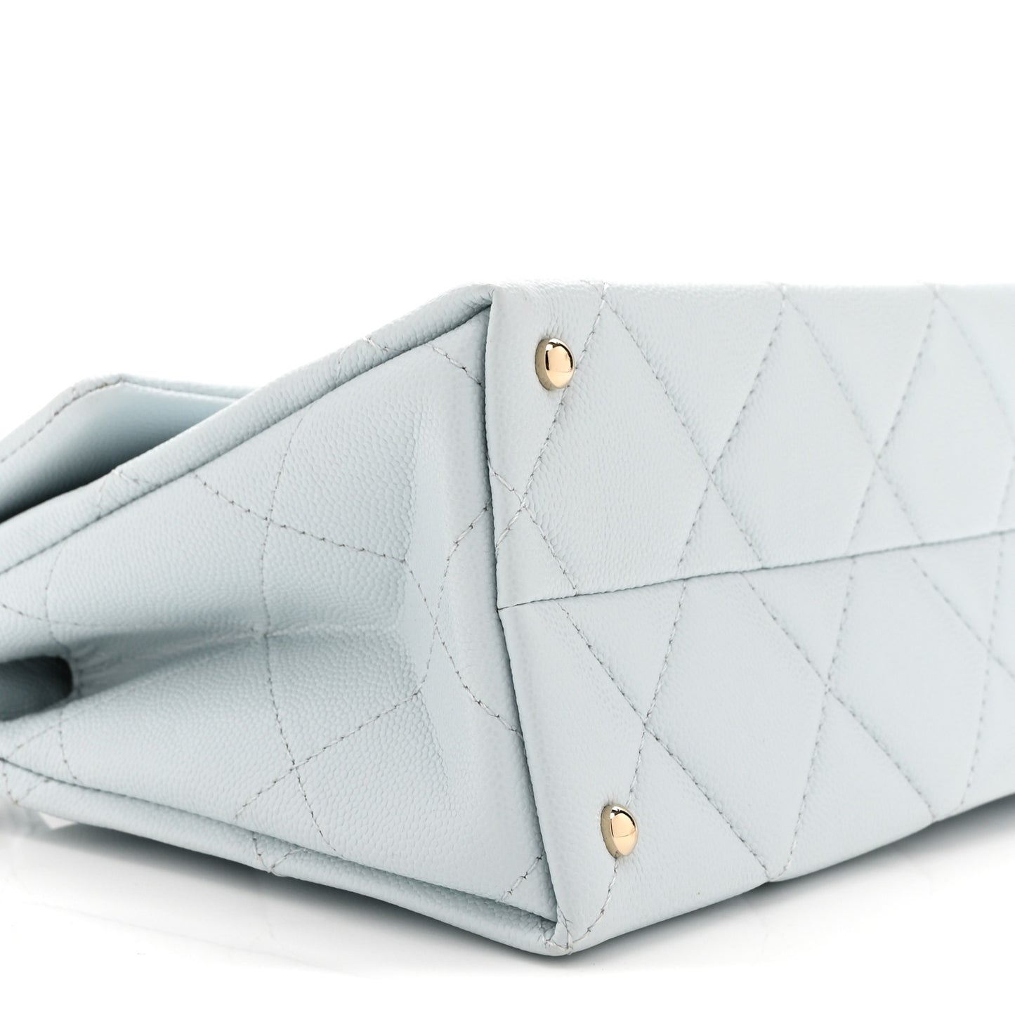 Caviar Quilted Mini Retro Twist Top Handle Flap Light Blue