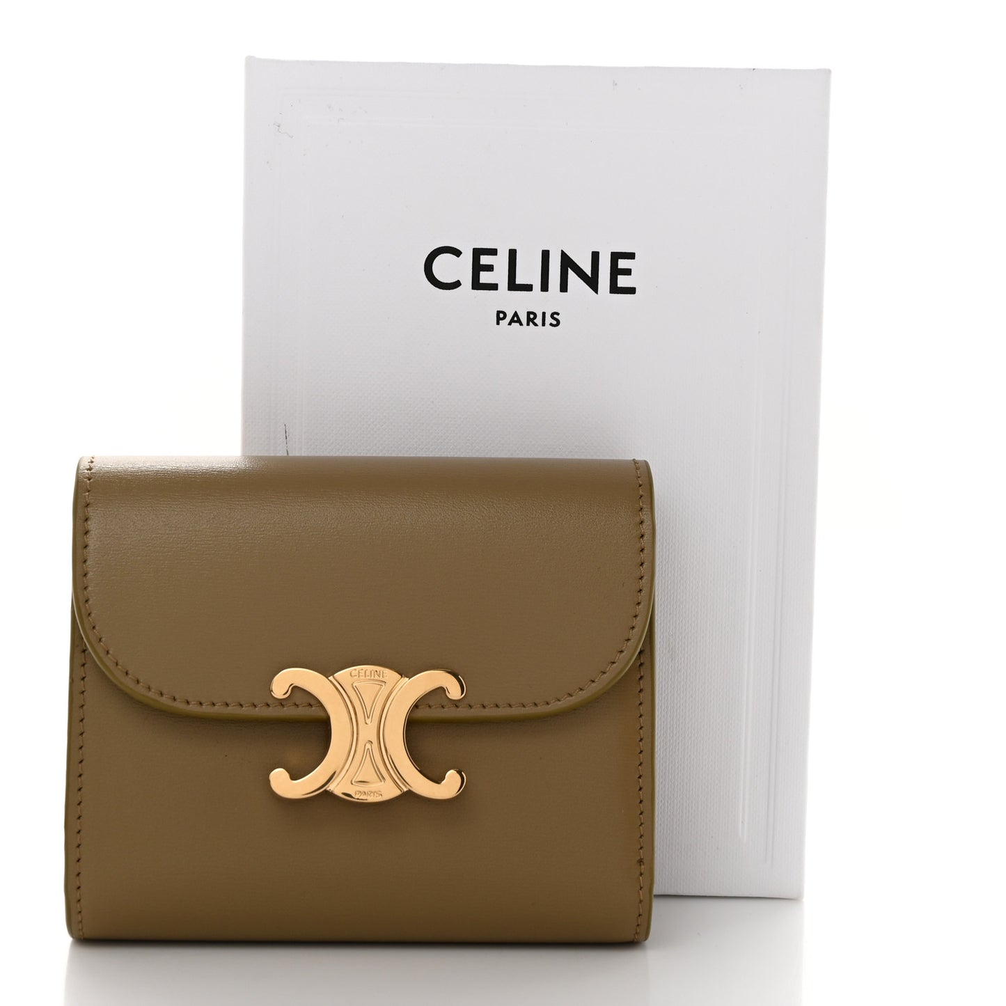 Shiny Smooth Lambskin Small Triomphe Wallet Olive