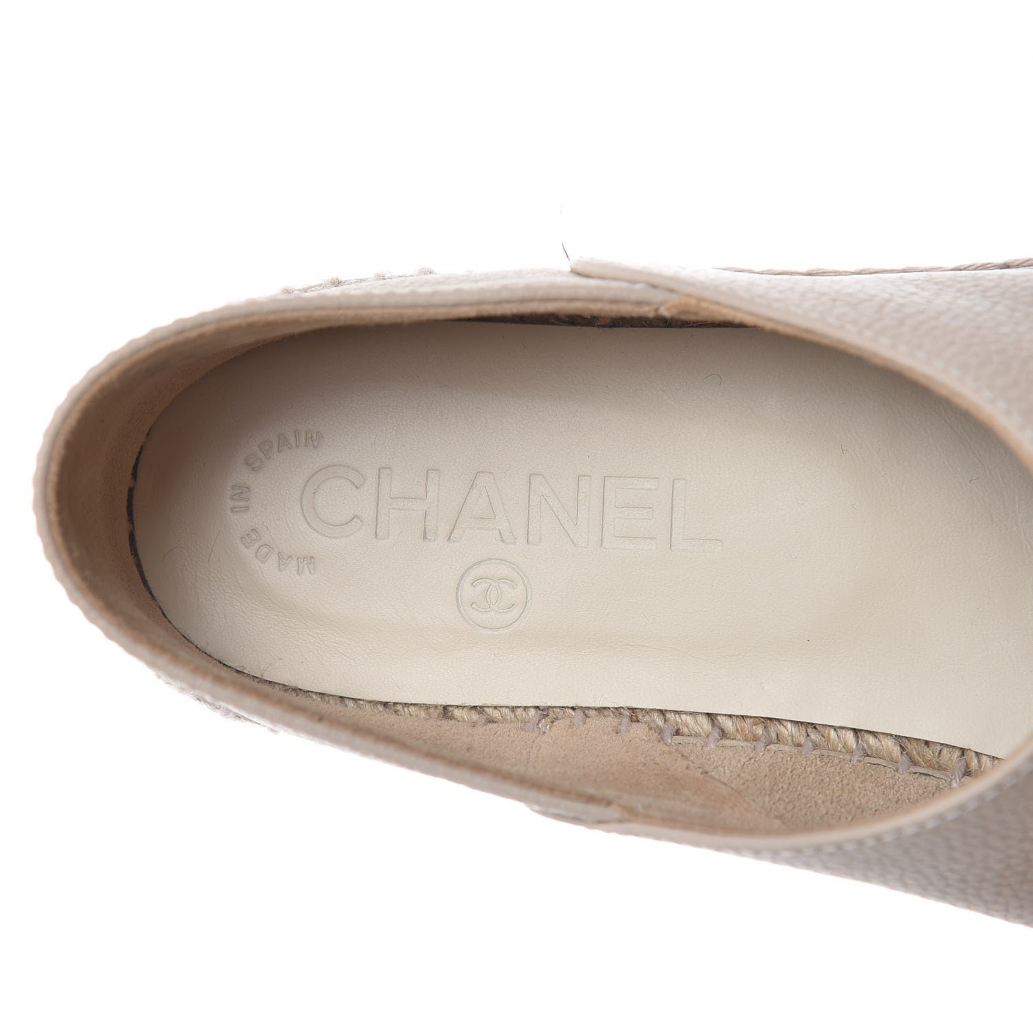 Chanel Grained Calfskin CC Espadrilles 39 Beige Black 9 of 10