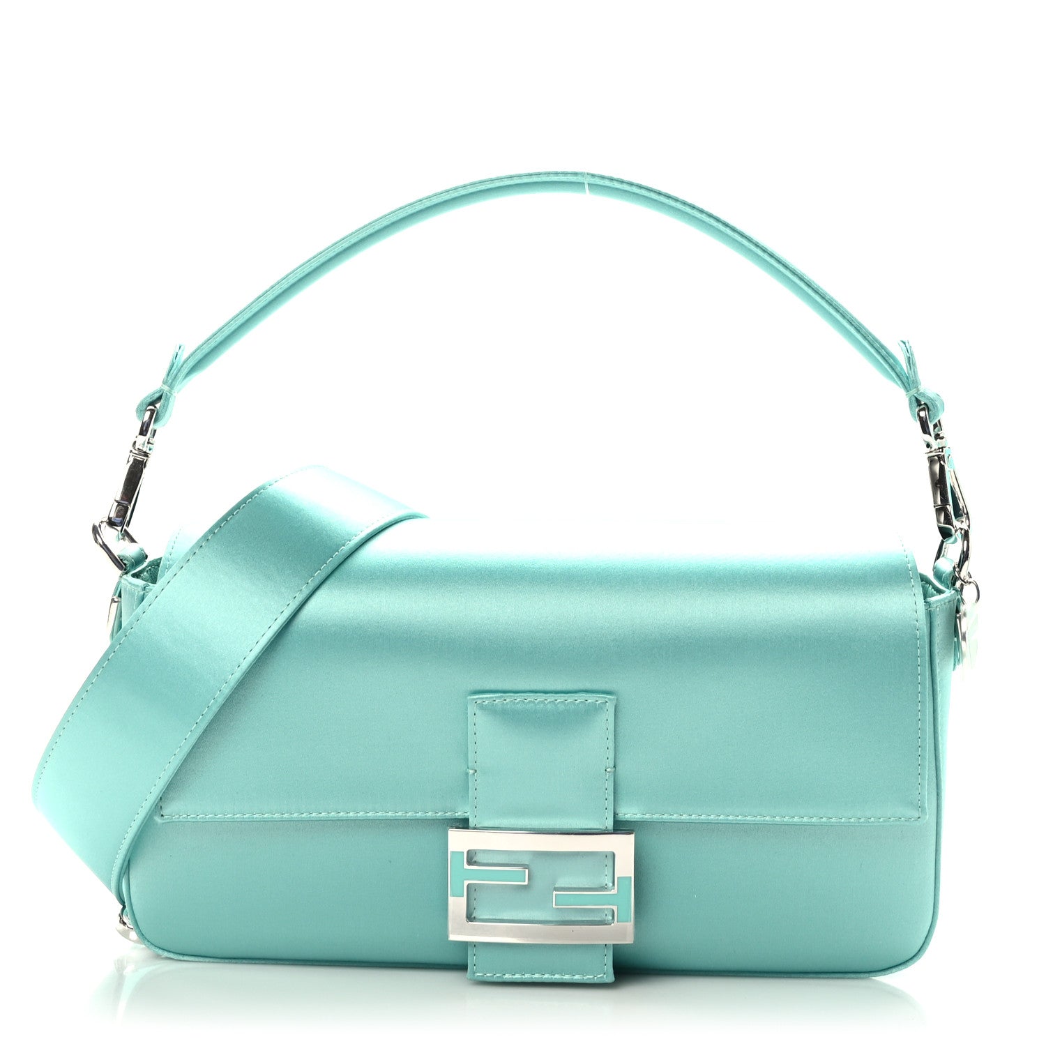Fendi X TIFFANY Satin Nappa Silver Baguette Blue Tiffany Silver 1 of 9
