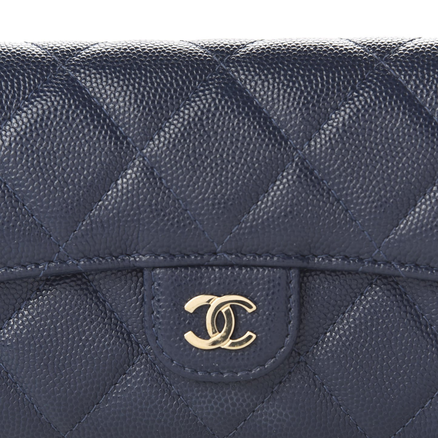 Caviar Quilted Medium Flap Wallet Blue