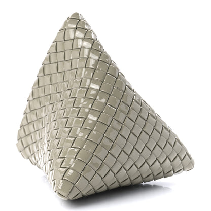 Bottega Veneta Patent Intrecciato Triangle Clutch Grey 3 of 7