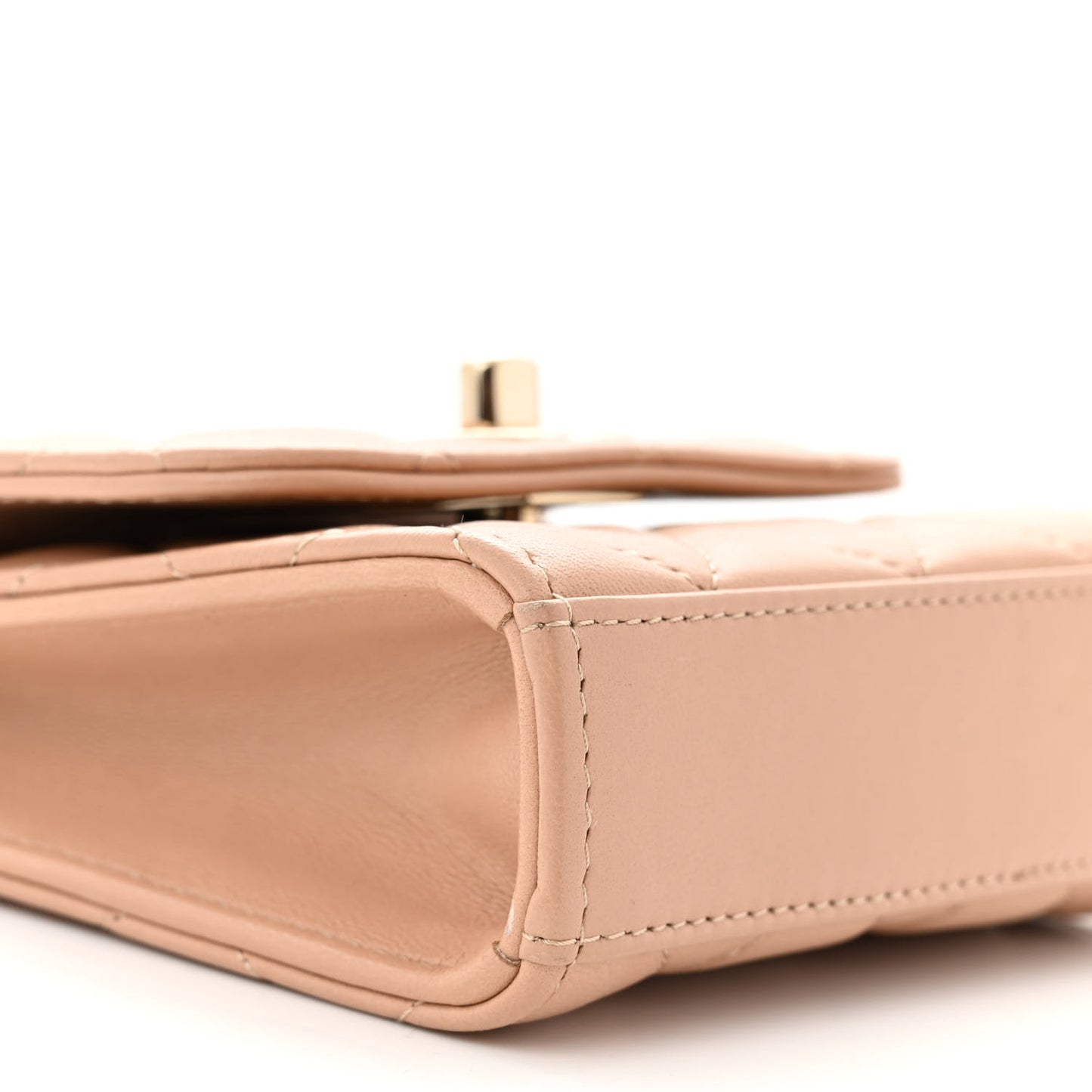 Lambskin Quilted Mini Trendy CC Clutch With Chain Beige
