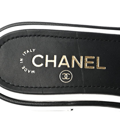 Chanel Lambskin Embroidered CC Mule Sandal 37 Black White 7 of 9