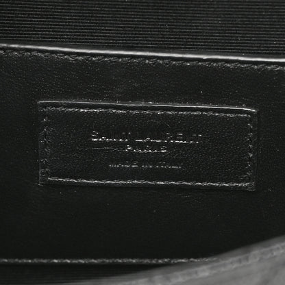 Saint Laurent Grain De Poudre Textured Mixed Matelasse Triquilt Small Monogram Monochrome Satchel Black 6 of 10
