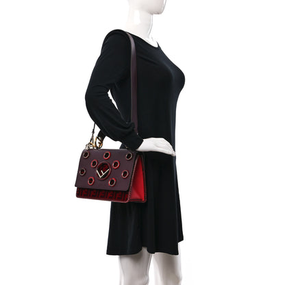 Fendi Vitello Century Velvet Snakeskin F is Fendi FF Kan I Shoulder Bag Burgundy 2 of 8