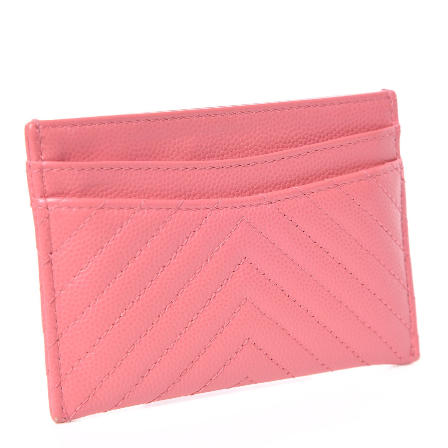 Caviar Chevron Quilted Card Holder Pink