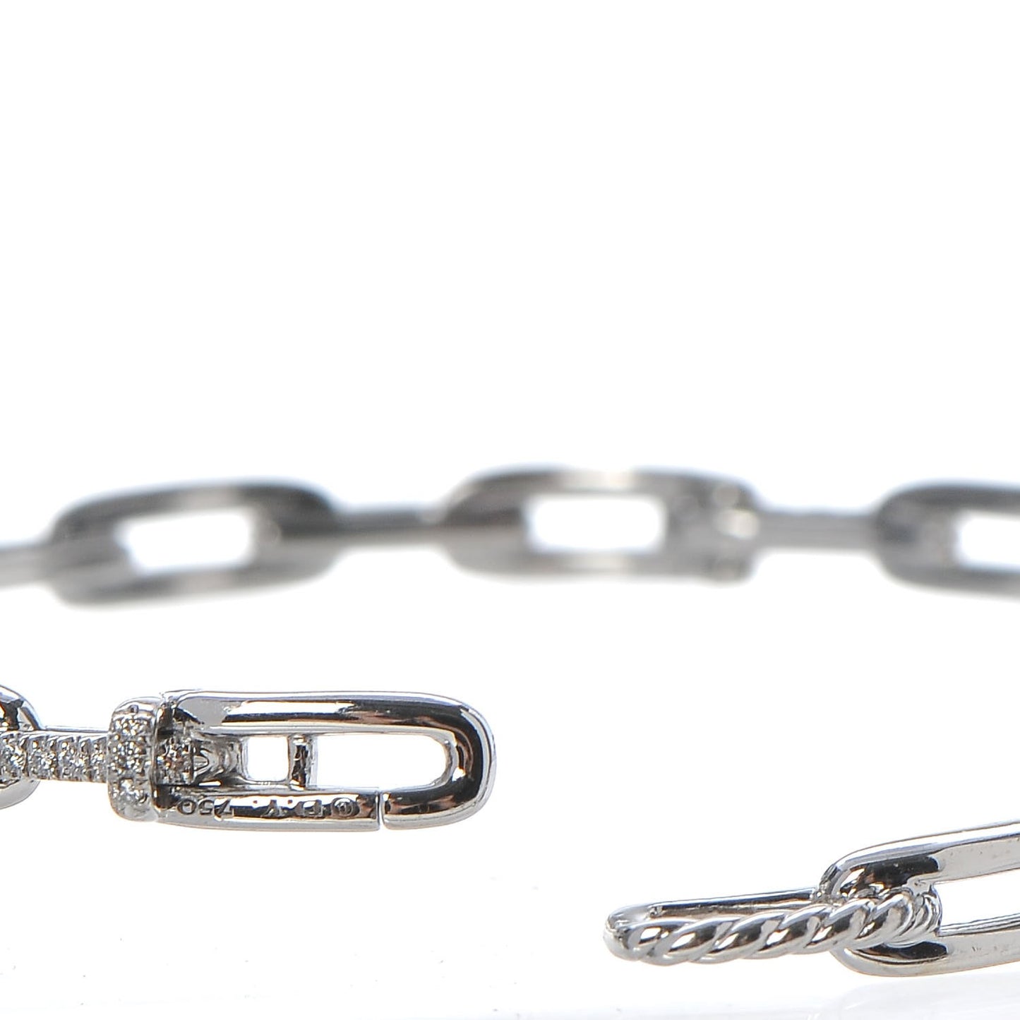 18K White Gold Diamond 4mm Stax Chain Link Bracelet