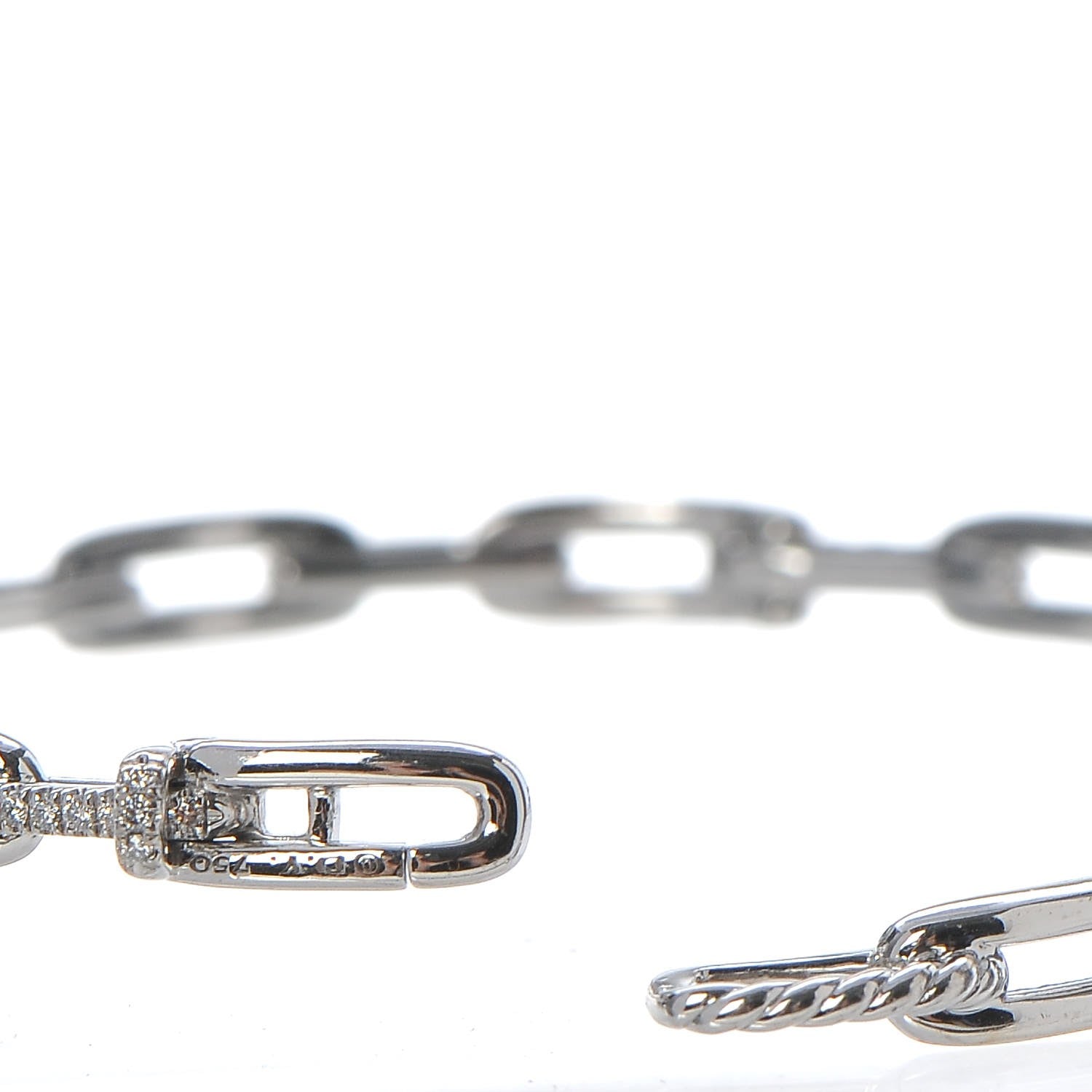 David Yurman 18K White Gold Diamond 4mm Stax Chain Link Bracelet 4 of 5