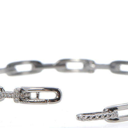 David Yurman 18K White Gold Diamond 4mm Stax Chain Link Bracelet 4 of 5
