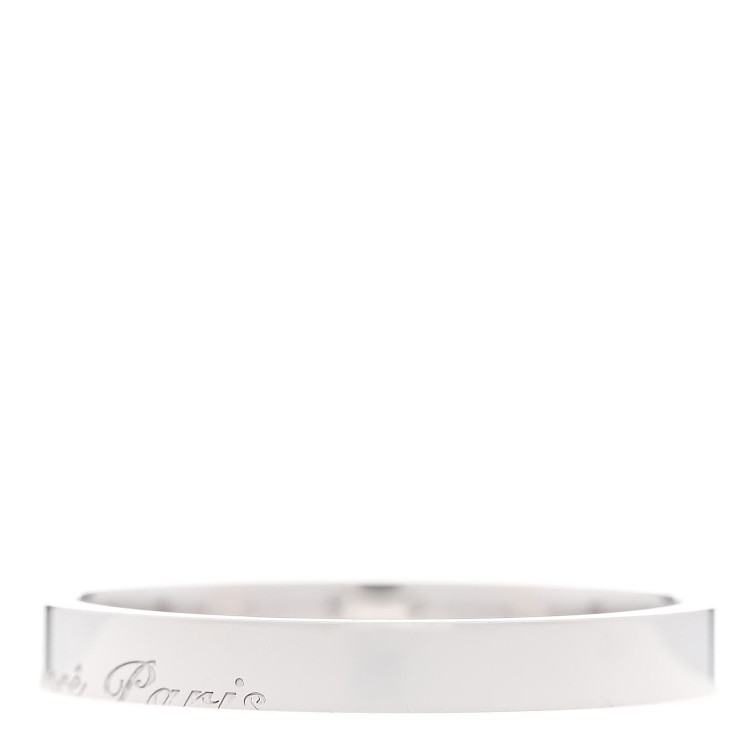 Hermes 18K White Gold Cartouche Mini Band Ring 63 10.25 5 of 7