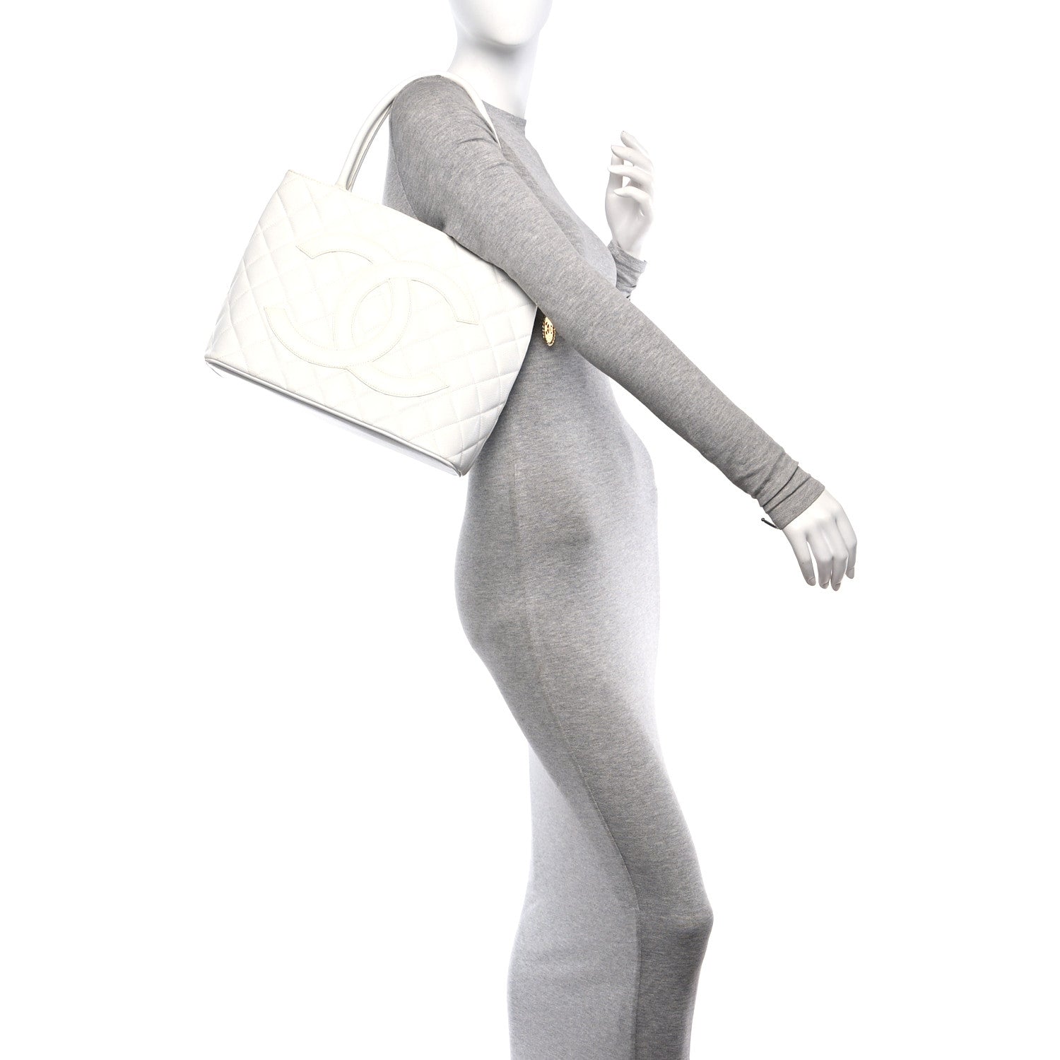 Chanel Caviar Quilted Medallion Tote White 2 of 11