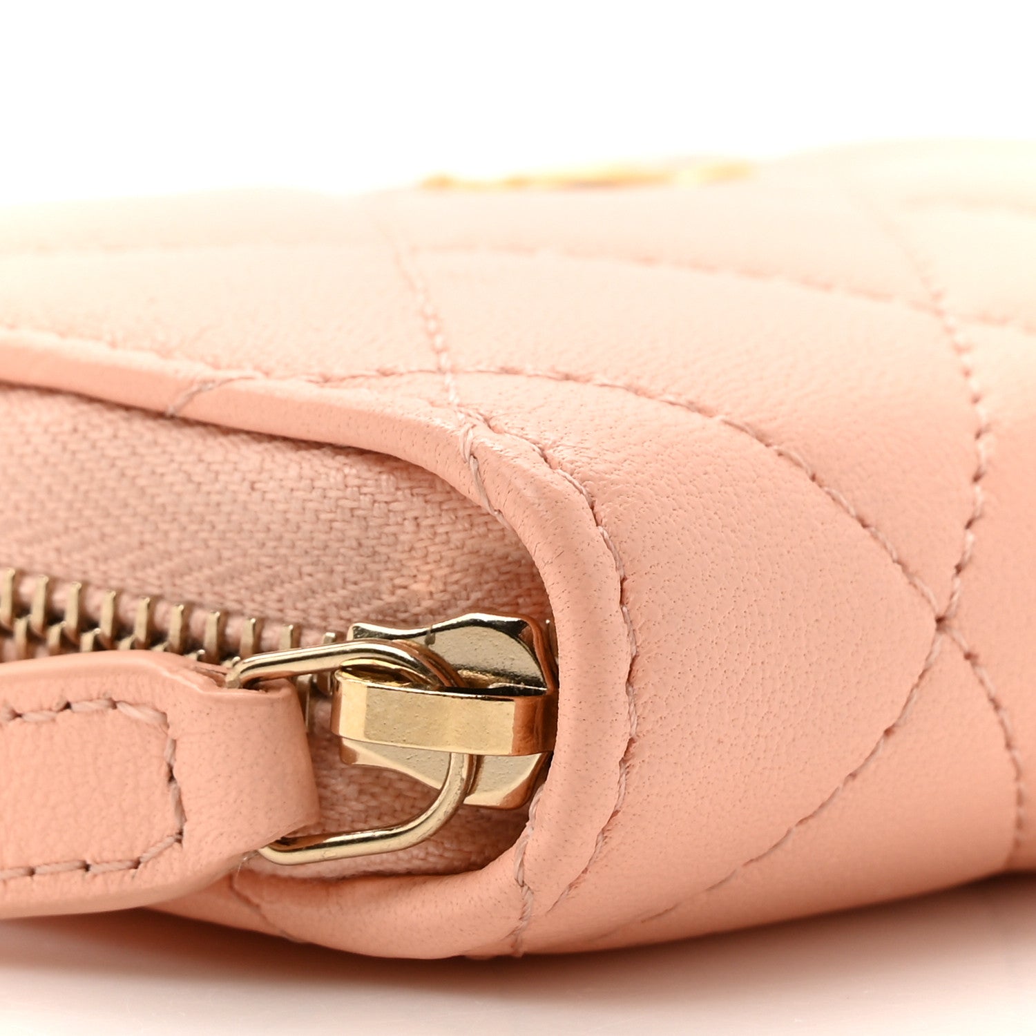 Chanel Lambskin Quilted CC Pearl Crush Zip Card Holder On Chain Pink 10 of 11