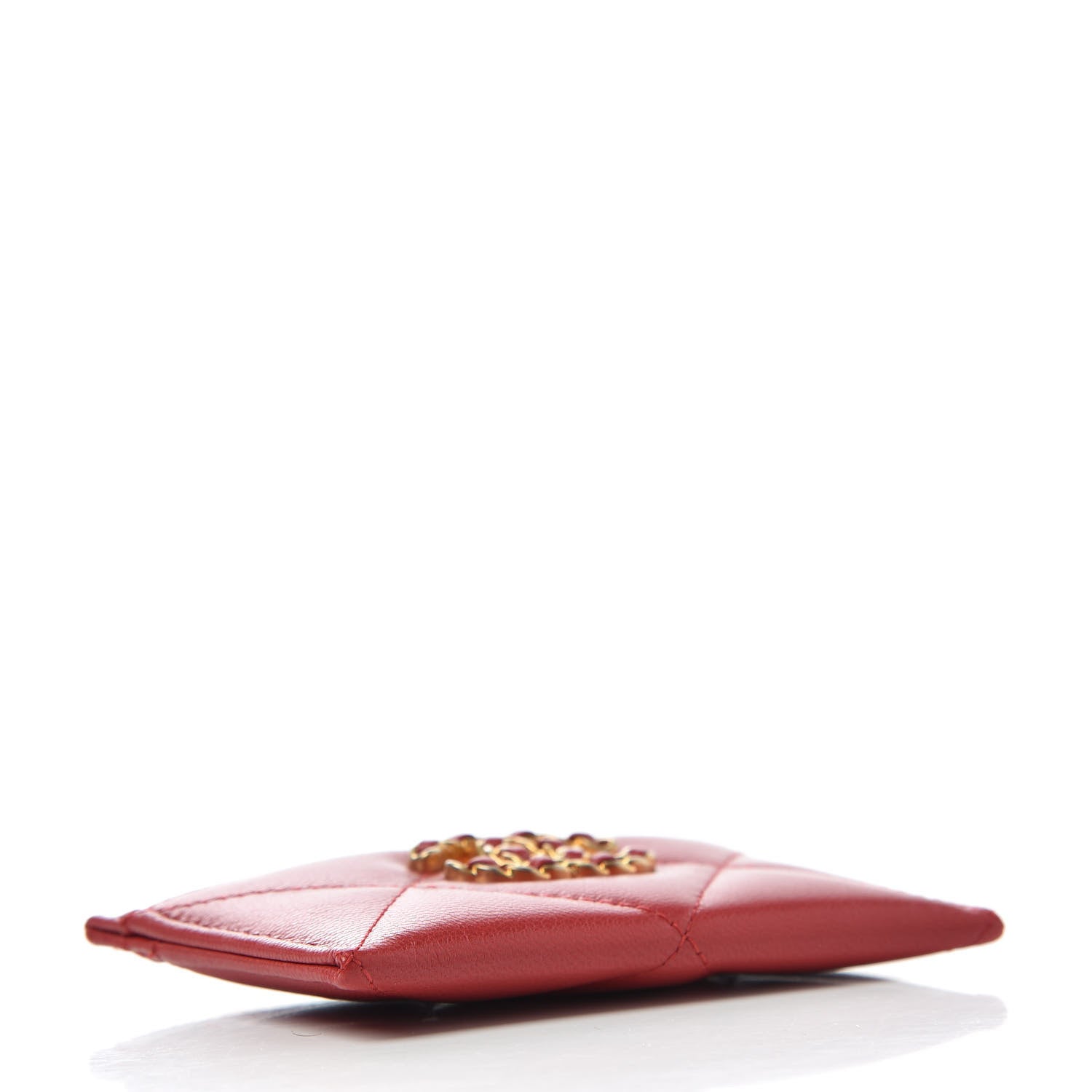 Chanel Goatskin Quilted Chanel 19 Card Holder Red 4 of 8