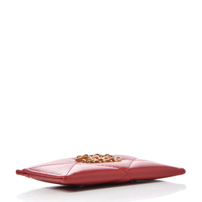Chanel Goatskin Quilted Chanel 19 Card Holder Red 4 of 8