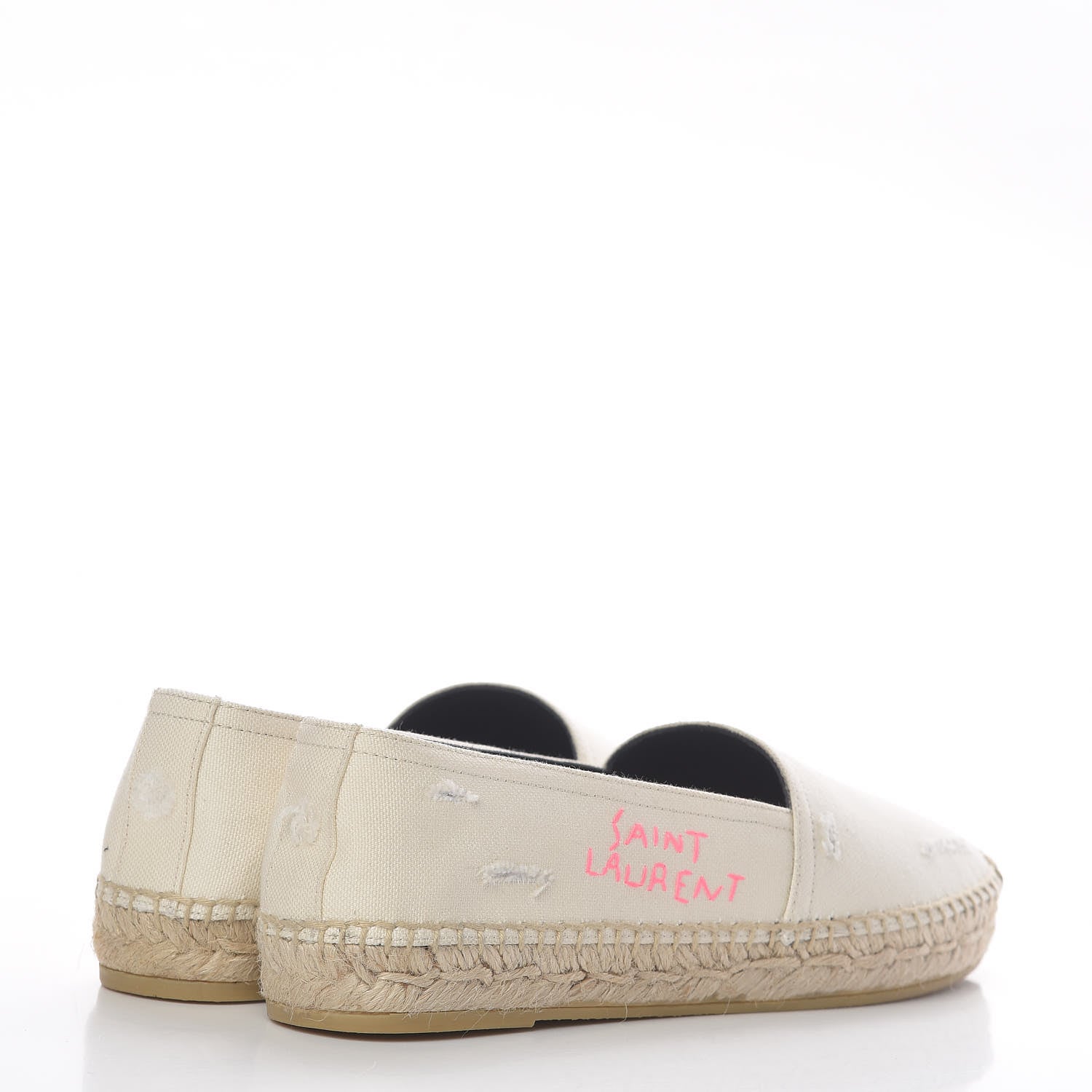 Saint Laurent Canvas Elba Logo Embroidered Espadrilles 35 Panna 4 of 10