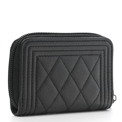 Chanel Caviar Quilted Boy Zip Around Coin Purse Wallet So Black 3 of 8