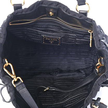 Prada Tessuto Nylon Nappa Gaufre Shopping Satchel Black 5 of 9