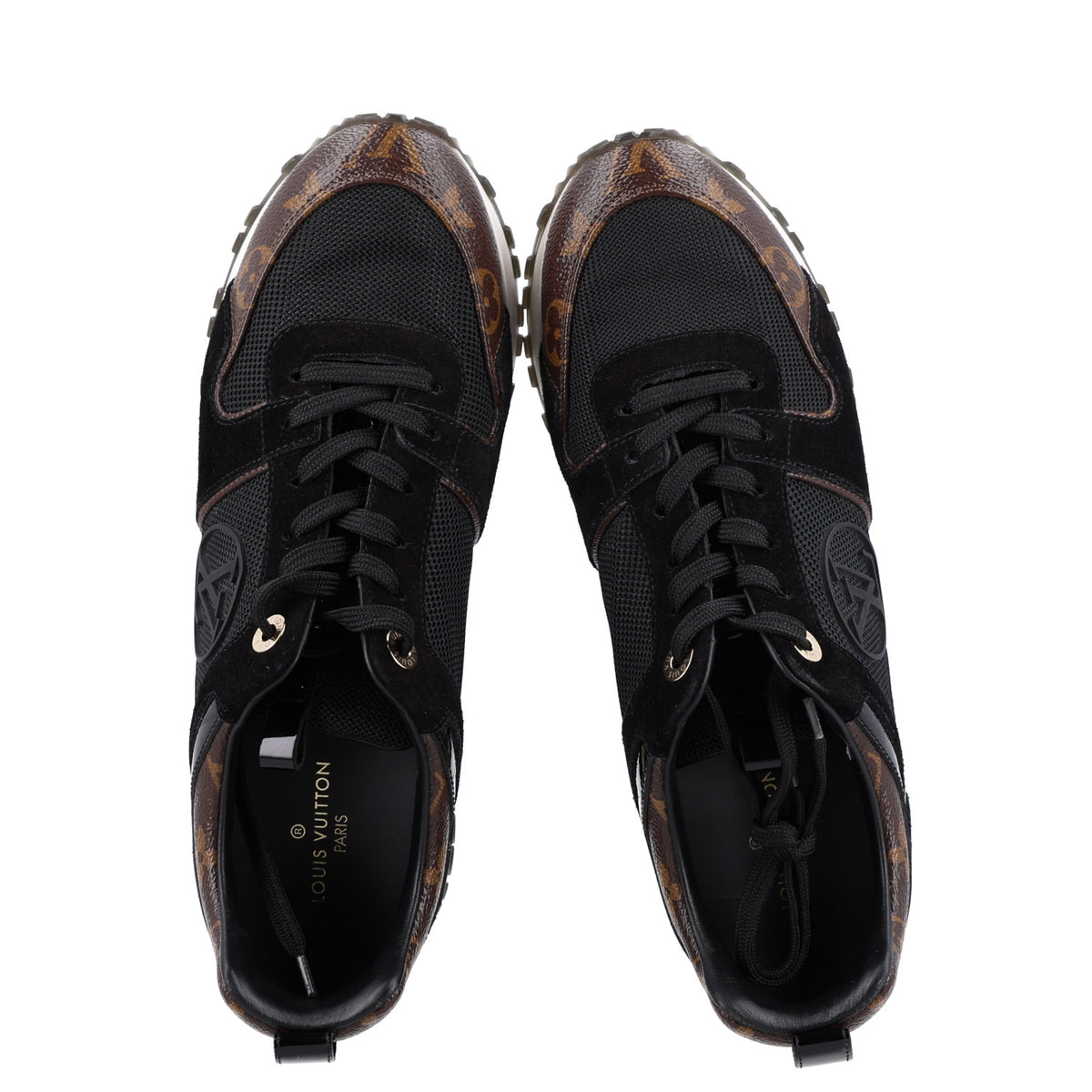 Suede Monogram Run Away Sneakers 38.5 Black
