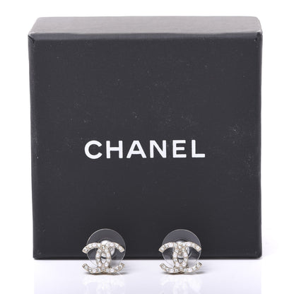 Chanel Pearl Crystal CC Charms Stud Earrings Light Gold 5 of 5